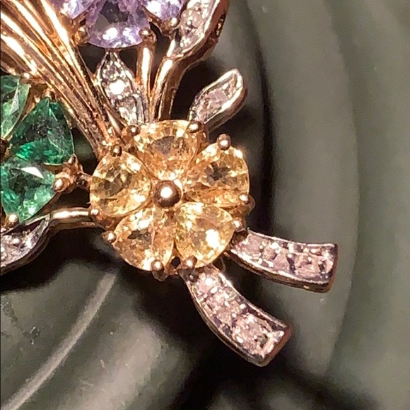 14KT Gold Emerald/Yell sapphire/Ruby/Diamond - Picture 2 of 10
